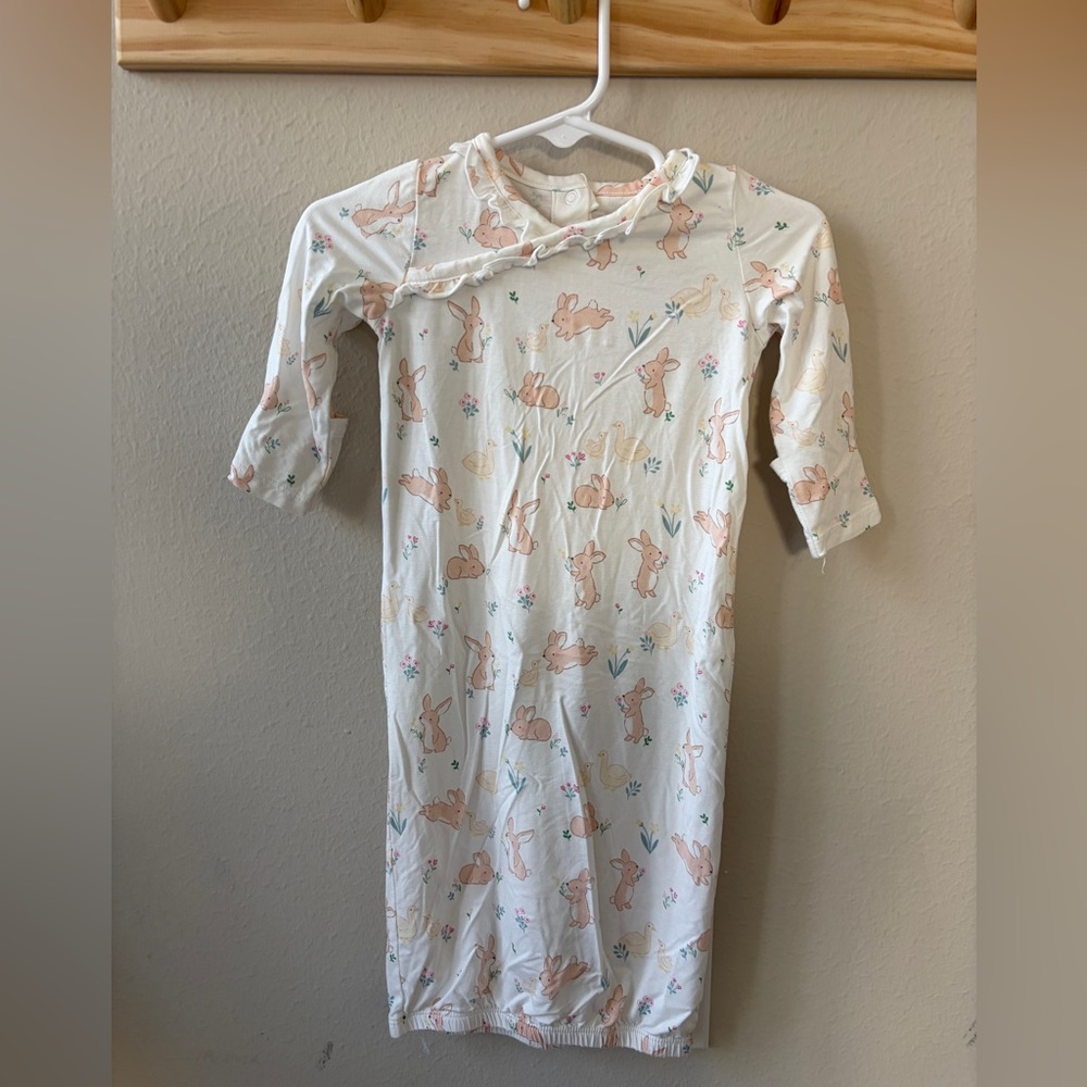 Angel Dear Bunny Print Kids Nightgown - Cream and Pink perfect for Easter babies